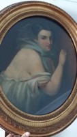 Osztrák festő 19.sz. Légyottra siető lány