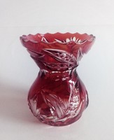 Metszett rubin ólomkristáy váza, 1940es évek