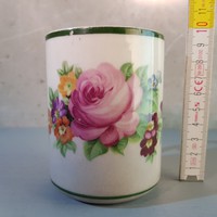 Ceramic mug with rose and petunia pattern