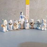 Hófehérke és a hét törpe porcelán figurák