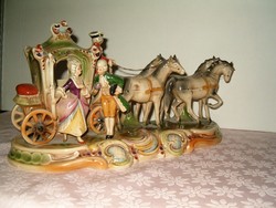 Barokk 4 lovas főúri német porcelán hintó