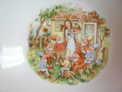 Festett porcelán mese tányér : Hófehérke és a hét törpe