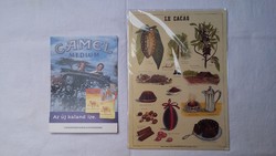A kakaó, francia nosztalgia plakát és Camel cigaretta reklám képeslap