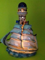 Vintage Gräfenthal német parfüm lámpa  porcelán világítótorony vitorlással