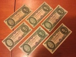 6 darab 10 forintos sor szép bankjegyek 