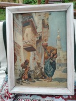 Cserna Károly  vagy Koszkol Jenő Cairo olaj-vászon antik festménye.