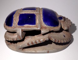 Régi egyiptomi zsírkő scarabeus szkarabeusz bogár szent állat zománcozott zománc Egyiptom fáraó ókor