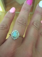 Szivárványos Opali gyémánt arany gyűrű