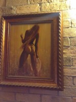 Signo nude oil painting in matching flawless frame