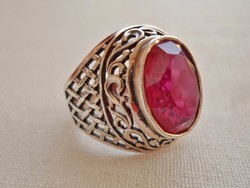 Csodás antik orosz valódi rubinköves ezüstgyűrű