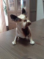 Antik kézzel festett porcelán Francia bulldog / Boston terrier figura