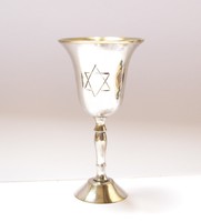 Dávidcsillagos ezüstözött talpas pohár,judaika.