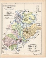 Csongrád vármegye térkép 1904, megye, Nagy - Magyarország, eredeti, Kogutowicz Manó, atlasz