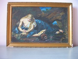 Bűnbánó Magdolna, antik festmény - 53 x 36 cm