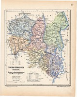 Tolna vármegye térkép 1904, megye, Nagy - Magyarország, eredeti, Kogutowicz Manó, atlasz