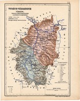 Turócz (Turóc) vármegye térkép 1904, megye, Nagy - Magyarország, eredeti, Kogutowicz Manó, atlasz