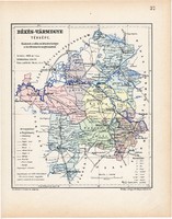 Békés vármegye térkép 1904, megye, Nagy - Magyarország, eredeti, Kogutowicz Manó, atlasz