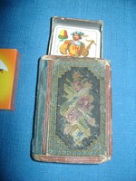 Antik magyar kártya pakli könyv formájú kártyatartó dobozban