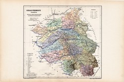 Bihar vármegye térkép 1904, megye, Nagy - Magyarország, eredeti, Kogutowicz Manó, atlasz