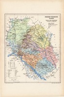 Pozsony vármegye térkép 1904, megye, Nagy - Magyarország, eredeti, Kogutowicz Manó, atlasz