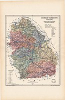 Hunyad vármegye térkép 1904, megye, Nagy - Magyarország, eredeti, Kogutowicz Manó, atlasz