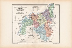 Szabolcs vármegye térkép 1904, megye, Nagy - Magyarország, eredeti, Kogutowicz Manó, atlasz