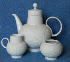 H&C Heinrich különleges matt fehér kávés, teás szervírozó 3 részes, kanna kiöntő