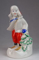 0M813 Hibátlan porcelán síelő karácsonyi figura