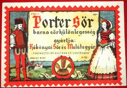 Porter Sör, sörös címke, retro, Kőbányai Sörgyár