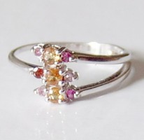 Ezüst gyűrű Kunzite és két színű citrit kövekkel