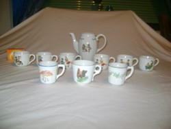 Régi baba porcelán teás vagy kávés készlet + három kis csésze