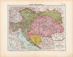 Osztrák - Magyar Monarchia politikai térkép 1906, atlasz, eredeti, Ausztria és Magyarország