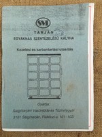 Tarján széntüzelésű kályha kezelési és karbantartási utasítás