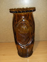 Retro vastag borostyán üveg váza 25 cm 1,7 kg (s)