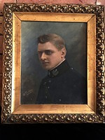 tiszti portré szignózott 100 éves festmény