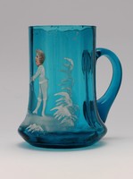 Kék Mary Gregory-pohár, 1900k.