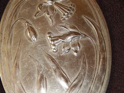 antik szecessziós ezüstözött női kézi tükör -nem ezüst