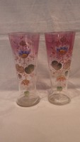 2 db antik festett üveg pohár pár