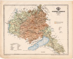 Veszprém vármegye térkép 1899, Magyarország atlasz (a), Gönczy Pál, 24 x 30 cm