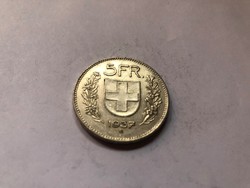 1937 ezüst 5 frank 15 gramm 0,853 Ritka