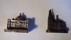 Két fém emlék miniatúra: Szent Péter Bazilika - Róma és Kölni dóm