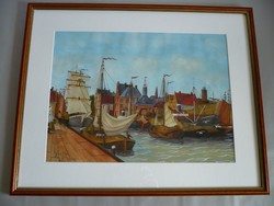 Yvette Mannee holland festő Hajók és kikötők sorozat/2.