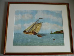 Yvette Mannee holland festő Hajók és kikötők sorozat/4.