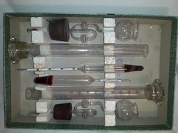 RITKA antik WÁGNER féle üveg borfokoló készlet, egységcsomag - eredeti dobozában bor borászat