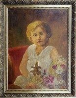 Antal Sándor 1907-ben festett női portréja keretezve