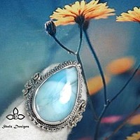  925-s ezüst gyűrű, holdkővel