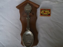 Metal - large - 2007. Year numbered pewter spoon, with hardwood holder, 23 x 12 cm - German