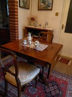 Politúrozott, antik, nyitható asztal, ebédlő asztal 