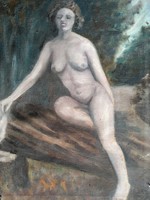 XX.sz. magyar festő Pajor Ferenc: női akt kép keret nélkül 1960 körül