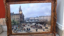 Kép óra,kép vaslemezen,50x70-s blondelkeretben